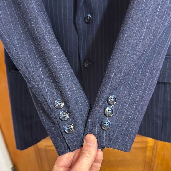 Sears Vintage Wool Navy Pinstriped Blazer Men’s 40L - Picture 3 of 7
